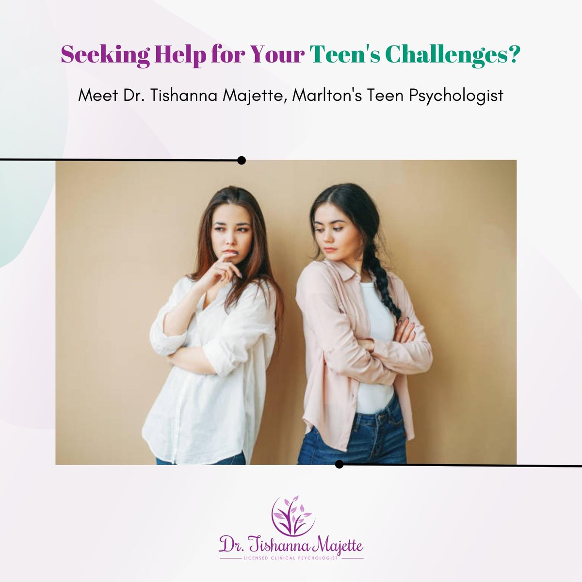 Struggling with your teen's mental health? The pressures of cyberbullying, self-image, and academics can be overwhelming. 
.
#TeenPsychologist #MentalHealthMatters #MarltonTherapy #AdolescentTherapy #SupportForTeens