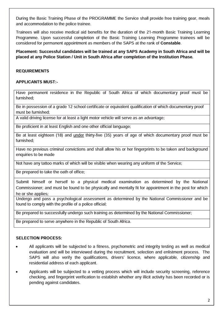 CarolBoitumelo1's tweet photo. SAPS is recruiting 10000 Police Trainees 2024/2025.

Be in possession of Grade 12, with or without driver's license  and no criminal record.

Good luck🙌

Application form : 
https://t.co/MnErCYpxge https://t.co/yXMAfcH641