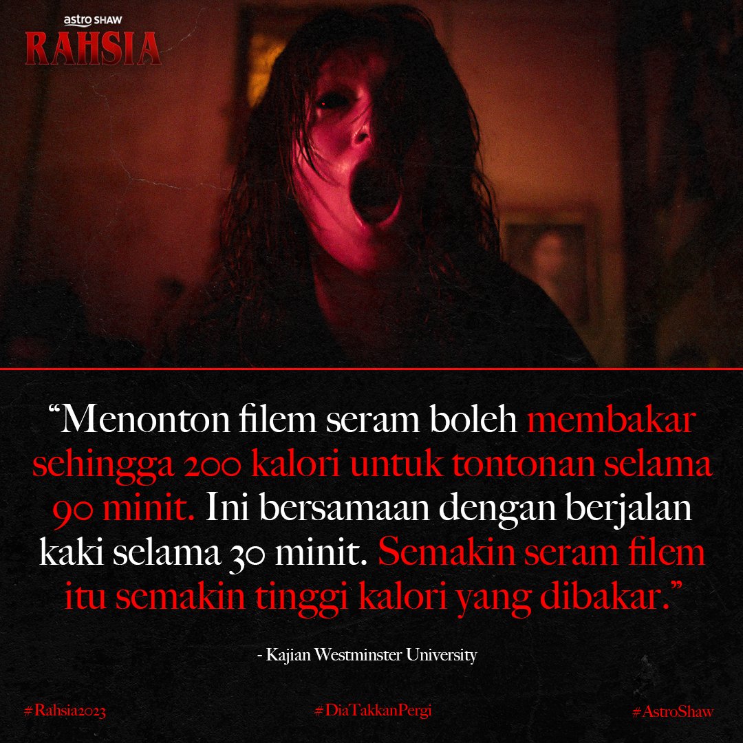 GSCinemas's tweet image. There are a lot of ways for you guys to burn your calories and we just so happened to provide you with one…🤫

Daripada penerbit filem Dukun &amp;amp; Pusaka, #RAHSIA akan datang di pawagam GSC mulai 10 Ogos

#Rahsia2023 #SembangEntertainment #NewReleases #MovieRecommendations