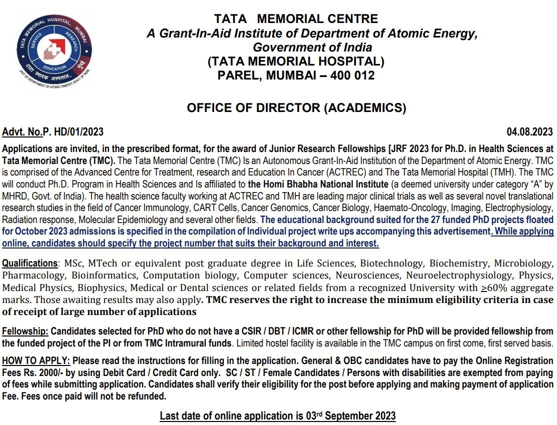 nvpatkar's tweet photo. PhD in Health Sciences!!!

I am hosting three PhD research positions in my research group

So many fantastic projects by TMC colleagues

Check out the advertisement on the TMC website and apply!

https://t.co/rVlpOBnShb

@DrGauravNarula @Gaurav_C42 @ACTREC_TMC @cspramesh https://t.co/6yJPB97XWa