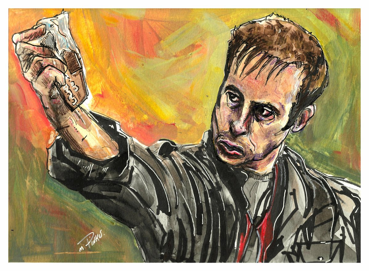 MatthewPinkus's tweet photo. "Touché" 
Mixed-media on watercolor paper, 9"x12" #droopy #bobodenkirk #mrshow #pinkus #space 
https://t.co/h0monRh7xZ https://t.co/Kixd4epeTt