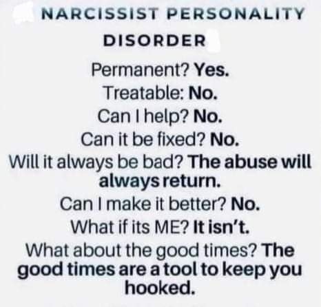 Narcissist personality disorder in a nutshell.