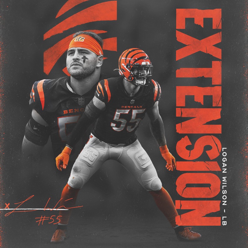 Bengals's tweet photo. Confirmed… LOGAN WILSON IS EXTENDED.