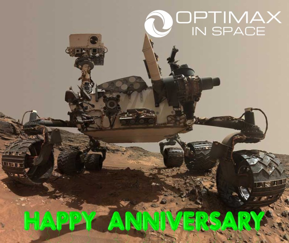 Happy Anniversary Mars Rover Curiosity! 11 years ago today, you successfully landed on the red planet. Curiosity's scientific tools found chemical and mineral evidence of past habitable environments on Mars.

Learn more with Optimax in space missions; hubs.li/Q01ZWsLF0
