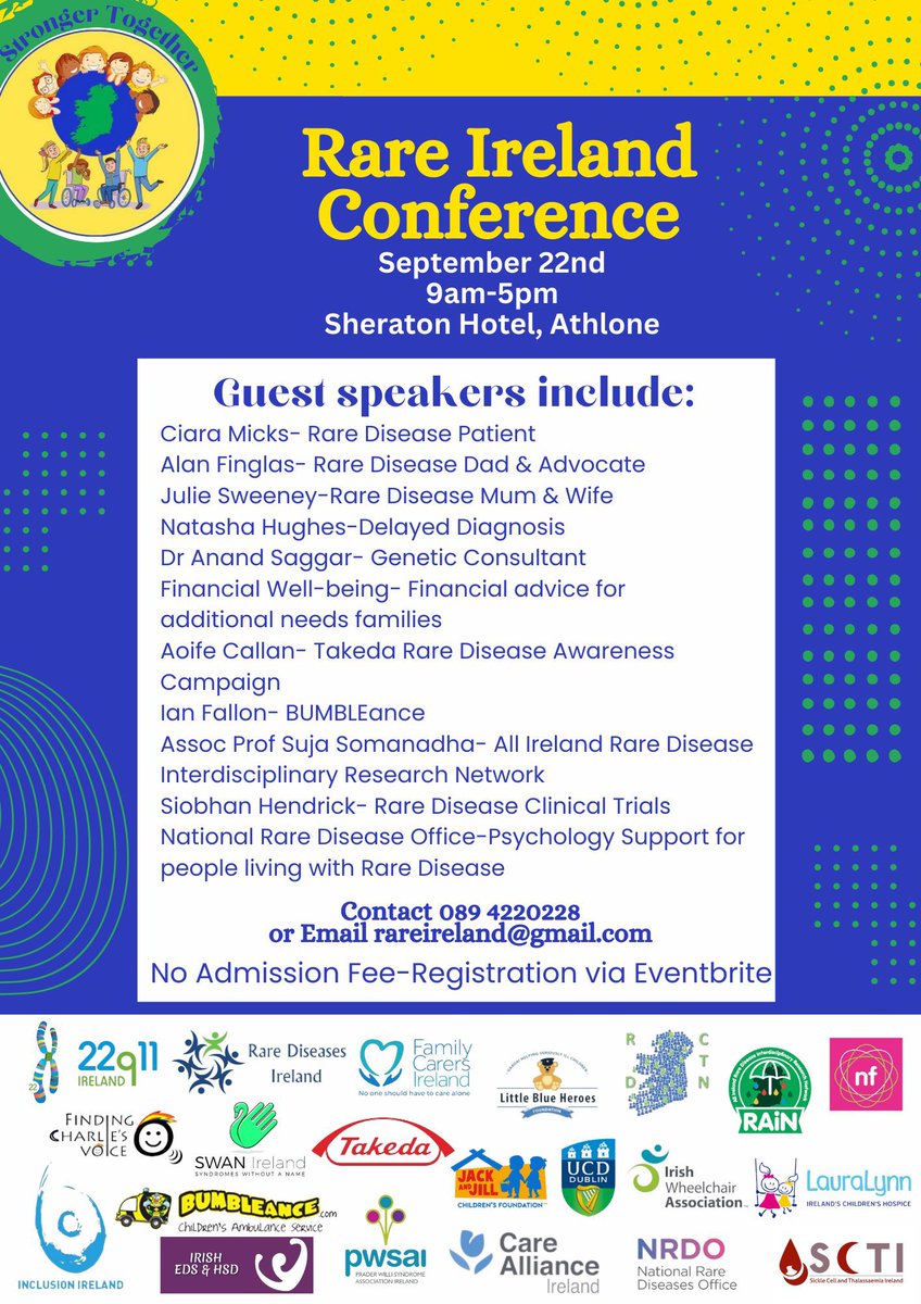 Only 7 weeks to go until our Rare Ireland conference. We have a great lineup of speakers and exhibits. Get your free tickets on eventbrite.com/e/rare-ireland…