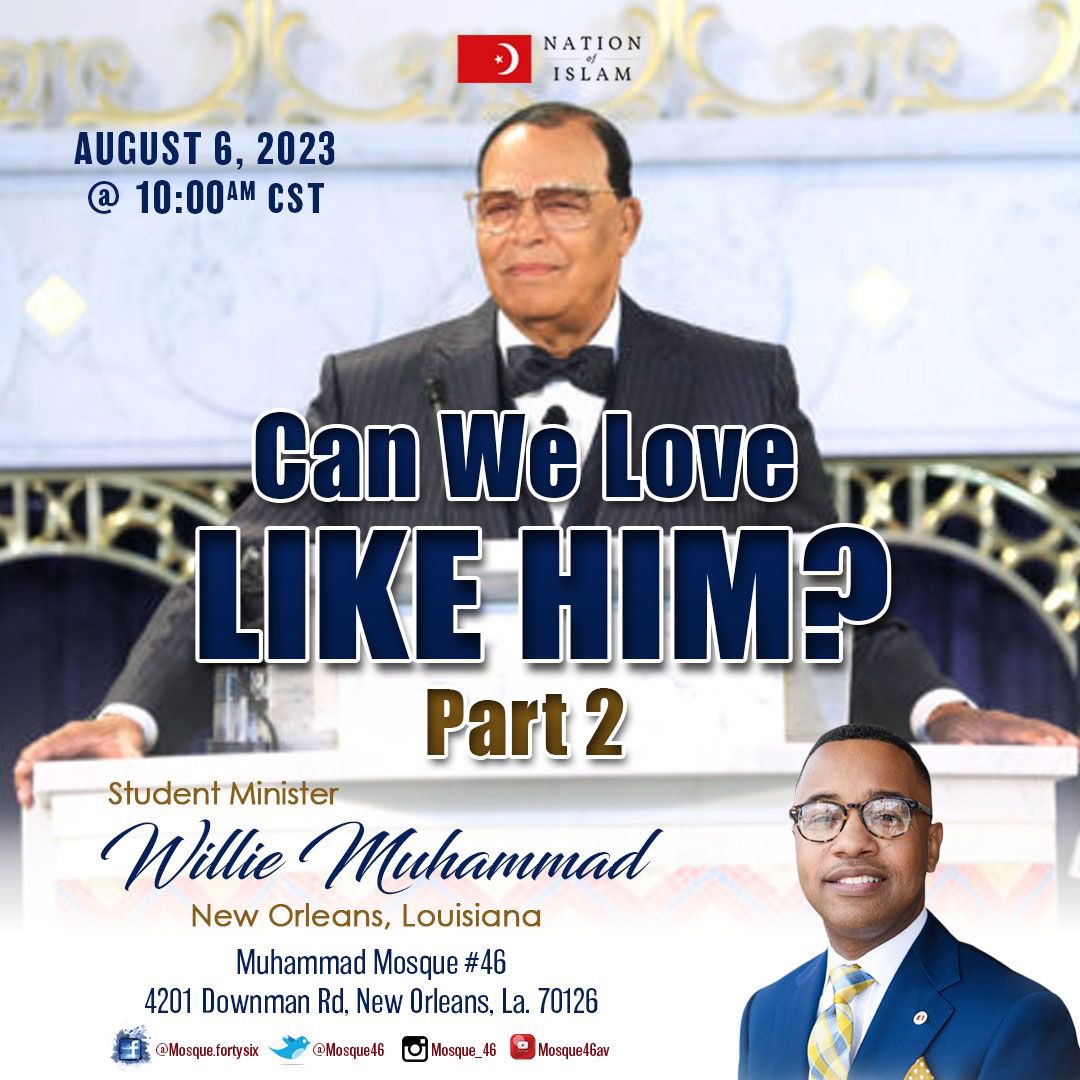 BroWM46's tweet photo. We look forward to seeing you! If you are interested in hearing this lecture text #Him2  to 504-313-4950 #Mosque46 #NewOrleans 

Flier design Lawrence Muhammad @all.nation.designs Lawrence Muhammad https://t.co/cneoU3LN7l