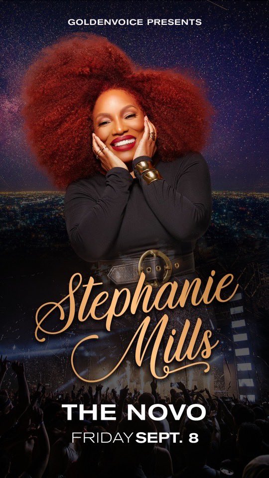 PrettyMill1's tweet photo. Los Angeles!! Friday Sept 8th l will be in your city.  It’s an intimate evening with me!  Performing all of my hit music. One of my favorite venues, the beautiful @TheNovoDTLA. Get your 🎟️ today at https://t.co/qjWBDebWaC.  #StephanieMillsTour #ThePeoplesChamp #StillStanding ✊🏾✊🏾 https://t.co/oHko59pxyo
