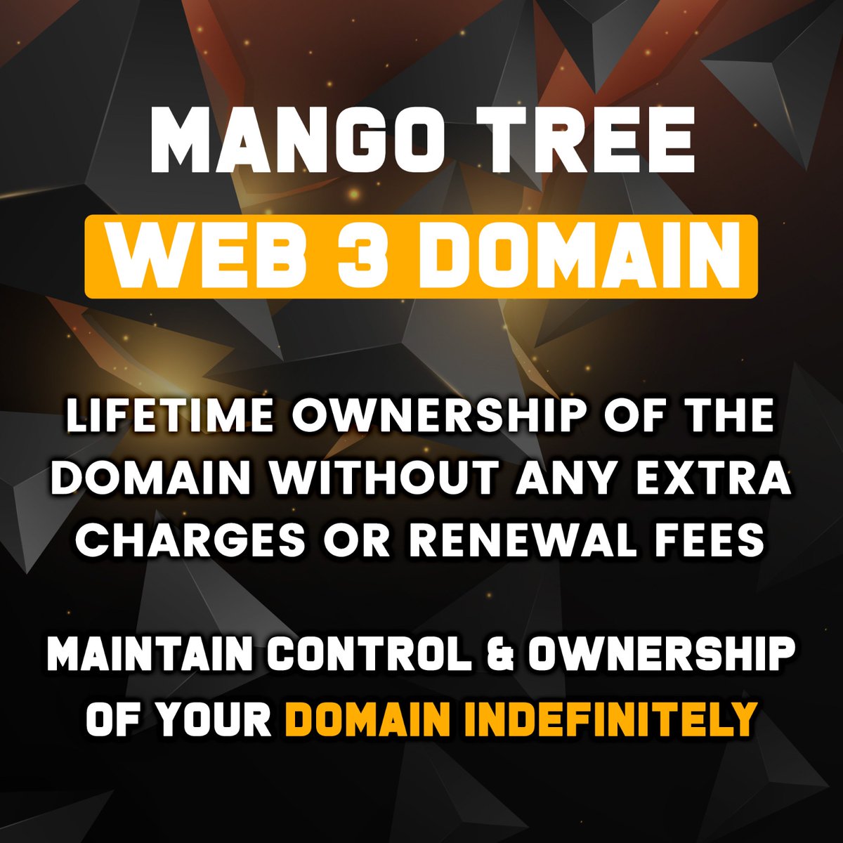 mangotrees_'s tweet photo. Embrace the future of domain ownership with #Web3 - Just like a sturdy #MangoTree, your domain remains under your care forever 🌍🔐 No more renewal fees, only endless possibilities! 🌟💻 

.
.
.
#LifetimeControl #DecentralizedInternet #mangotree #mangoman #web3 #web #future https://t.co/HdhZvWZull