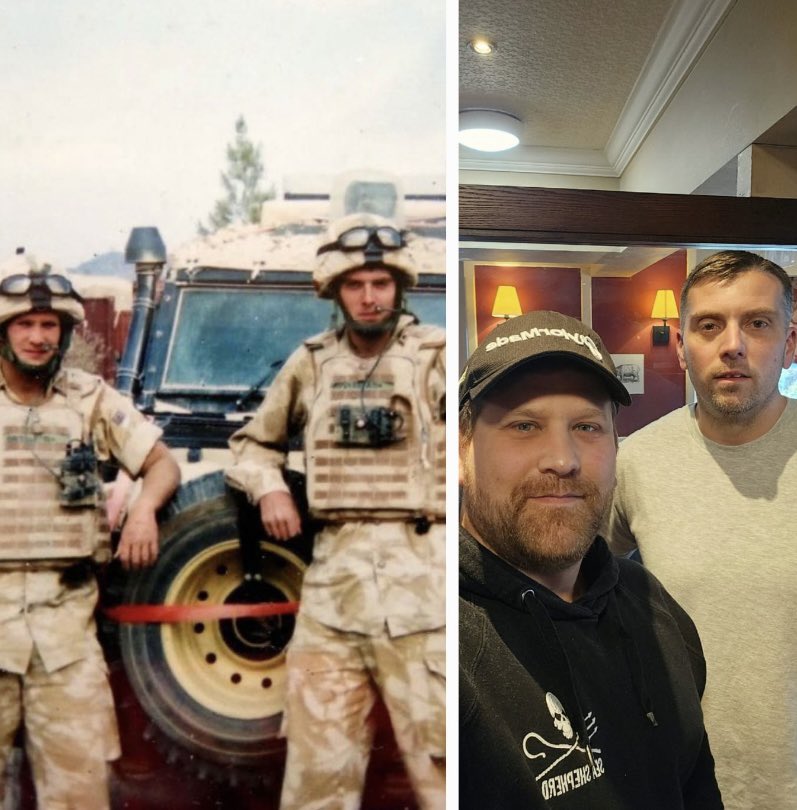 AppelbeWootton's tweet photo. It’s been a while since we met up but Chris and myself have been friends since 2003 and today we met up for the first time since 2016 but time hasn’t changed anything. The picture on the left is from Afghanistan 2006 where we went through things that have bonded us for life. https://t.co/ZVi8u4Whti