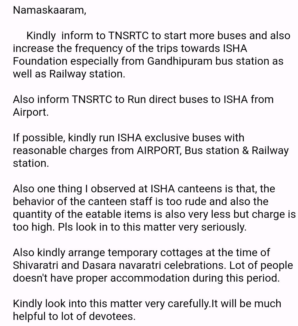 DBRaju13's tweet photo. @ishafoundation Kindly look into the below issues and do needful to a lot of devotees. @SadhguruJV https://t.co/hd7fkENjgD