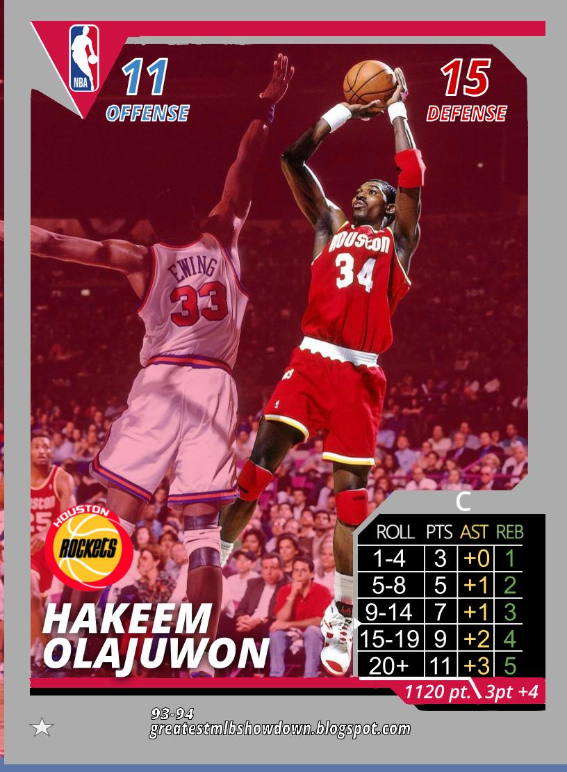 MLBShowdown2016's tweet photo. First #nbashowdown matchup for the 00 Lakers will be another multi-championship team's best regular season performance: 1994 Houston Rockets! https://t.co/kO7wxLGRJ2