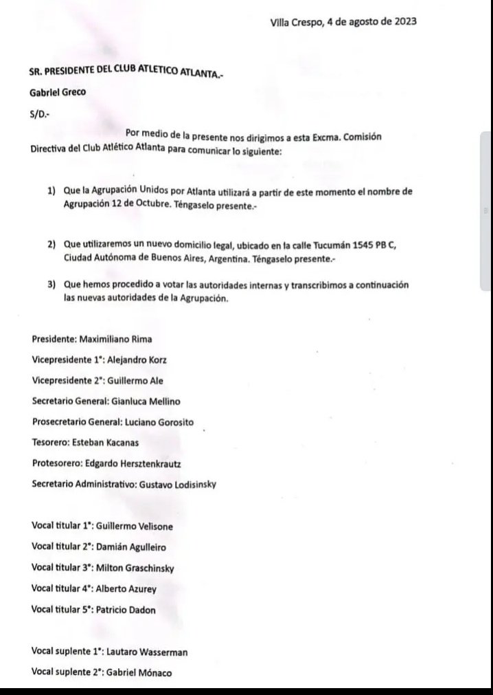 12deoctubrecaa's tweet photo. Presentamos ante la Comisión Directiva del Club la notificación de nuestro cambio de nombre, domicilio y renovación de las autoridades. (+) https://t.co/jKtsC7QvWR