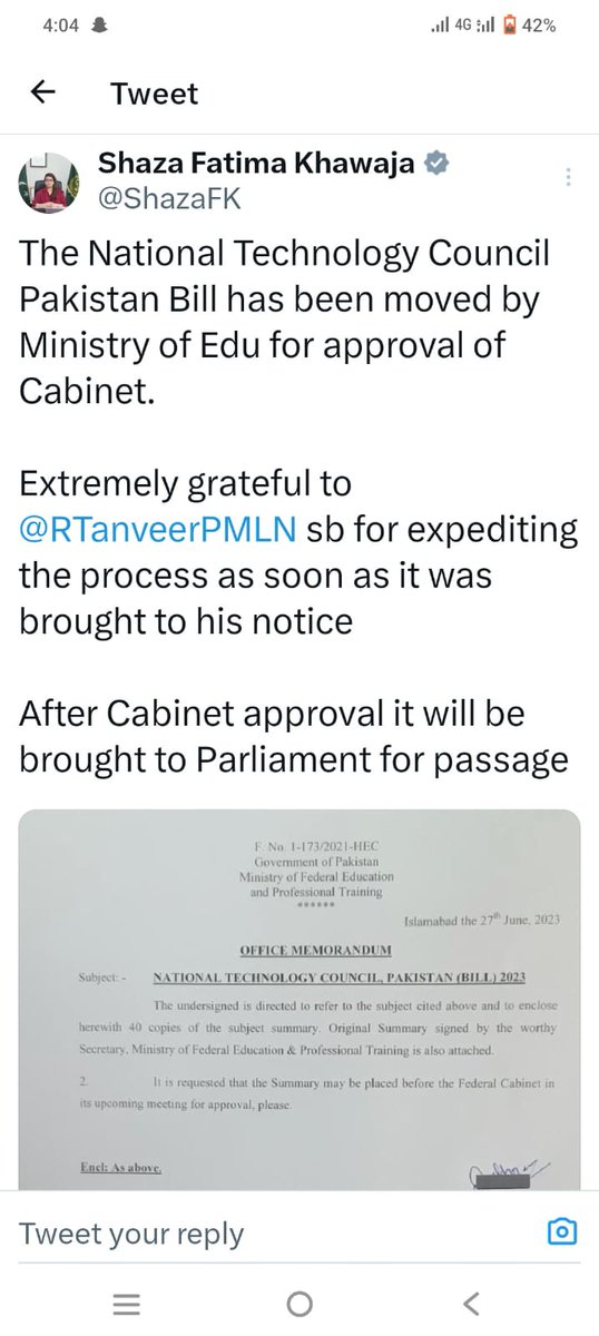 ahmadRgoraya's tweet photo. Highly thankful to @ShazaFK &amp; Hon.@RTanveerPMLN for being the voice of our technology community. IA Your efforts will lay the foundation for Pakistan's technological advancement and prosperity and tech edu will also be  promoted in 🌐🇵🇰 #Thanks_ShazaFatima @YETA_Pakistan https://t.co/HZM4sauk3s