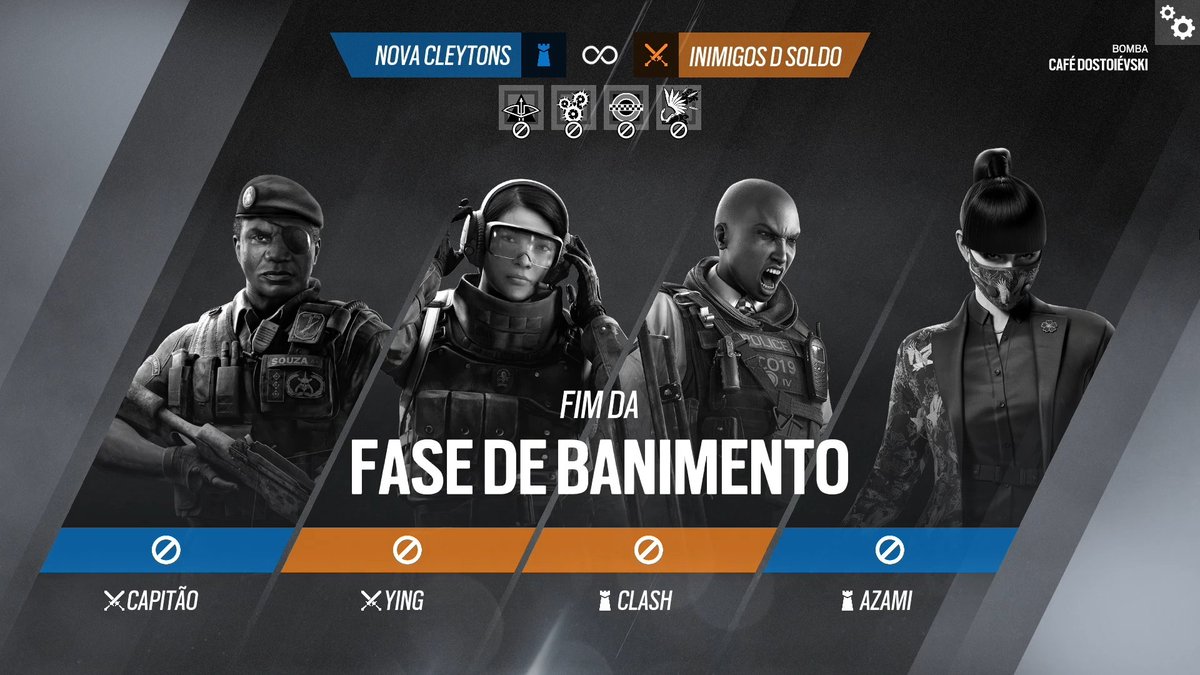 R6esportsBR's tweet image. E bora pro segundo mapa!

#Cleytons (1) 0 🆚 0 (0) #Inimigos

Mapa: ☕ Café Dostoiévski

Assista ao vivo 📺

🟣 twitch.tv/rainbow6br
🔴 youtube.com/@rainbow6br

#LigaStartR6
