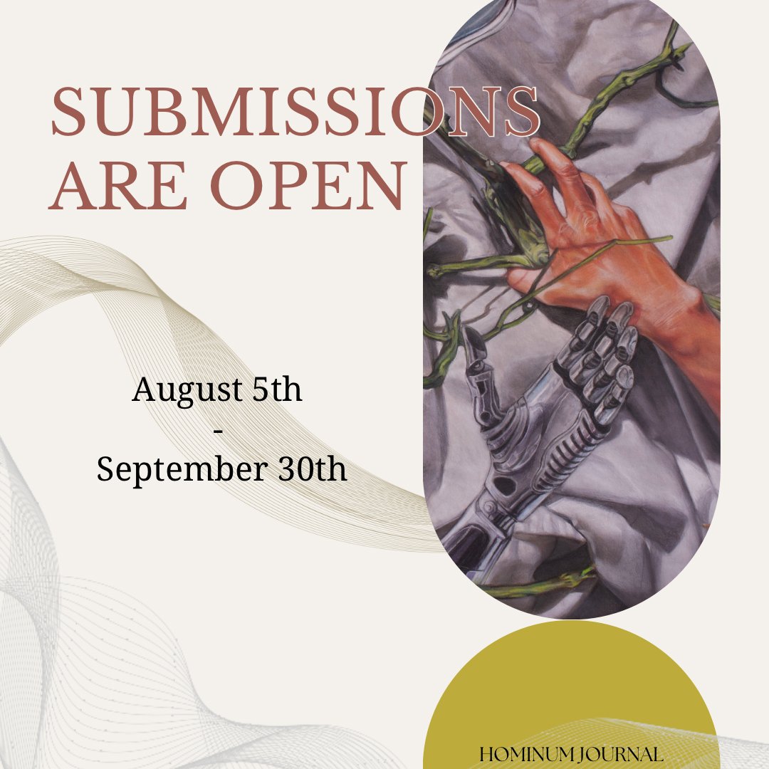 HominumJournal's tweet photo. Issue 4 submissions are open! We accept poetry, prose, play, art, and more. Submission guidelines can be found on our website! https://t.co/m1iOSinP6e https://t.co/S65i0VDpKU