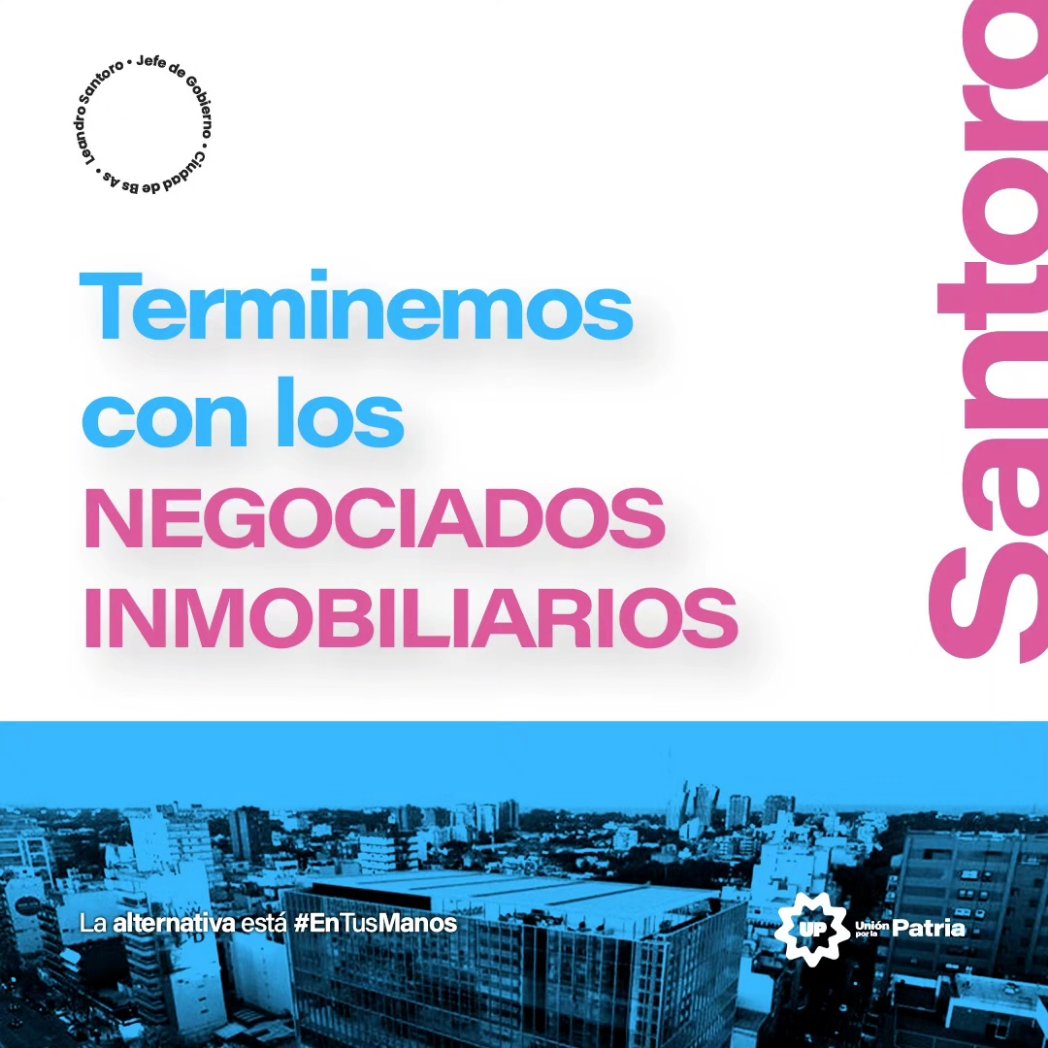 SantoroLeandro's tweet photo. Vamos a terminar con la venta de tierras públicas y la construcción desenfrenada de megatorres. Está #EnTusManos el futuro de la Ciudad de Buenos Aires. https://t.co/SVhrVfbvfh