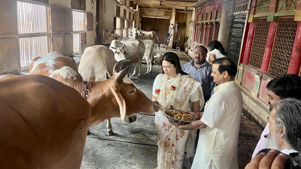M_Lekhi's tweet photo. यया सर्वमिदं व्याप्तं जगत् स्थावरजङ्गमम्।
तां धेनुं शिरसा वन्दे भूतभव्यस्य मातरम्॥

आज वृंदावन स्थित श्री हरिदास शास्त्री गो सेवा संस्था की गौशाला में गायों को गुड़ खिलाया। https://t.co/iifRk1kDLM