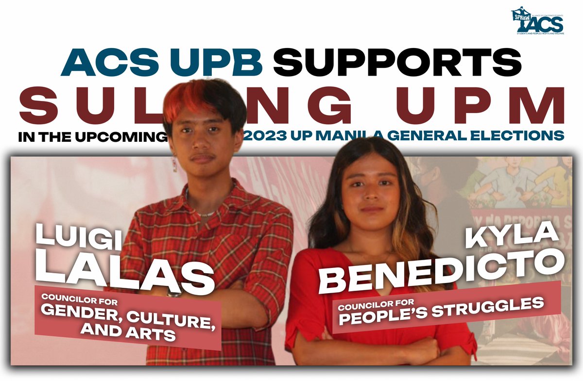 acsupb's tweet photo. Ipinaaabot ng Alliance of Concerned Students UPB (ACS UPB) ang buong suporta nito sa Sulong UPM para sa kanilang nalalapit na University Student Council Elections. https://t.co/ZD2LGK2ZHR