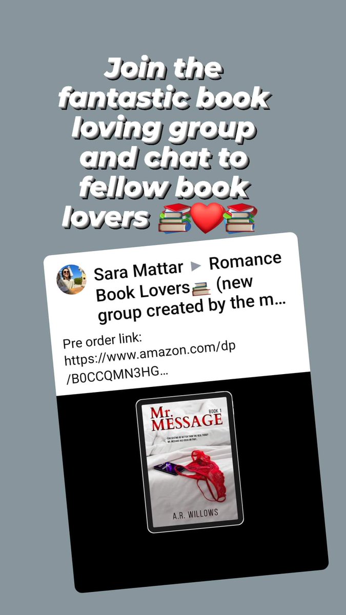 We chat. We love. We adore. We share. We laugh. We recommend. We trust. We grow - together.

Head over to Romance Book Lovers (new group created by the mods).

You'll find me there chatting about all things book related.
#bookgroups 
#booktwt #grouptwt #SpreadLove #NewBooks