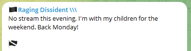 TonyYvce's tweet photo. This fucking guy is supposed to be spending his weekend with his children who he hardly sees yet he's on Telegram making antisemitic posts about how I'm Evan Balgord.
Note: I'm not.
Just more lies from Jeremy Mackenzie.
#TryParenting https://t.co/eSvAa3Cfw1