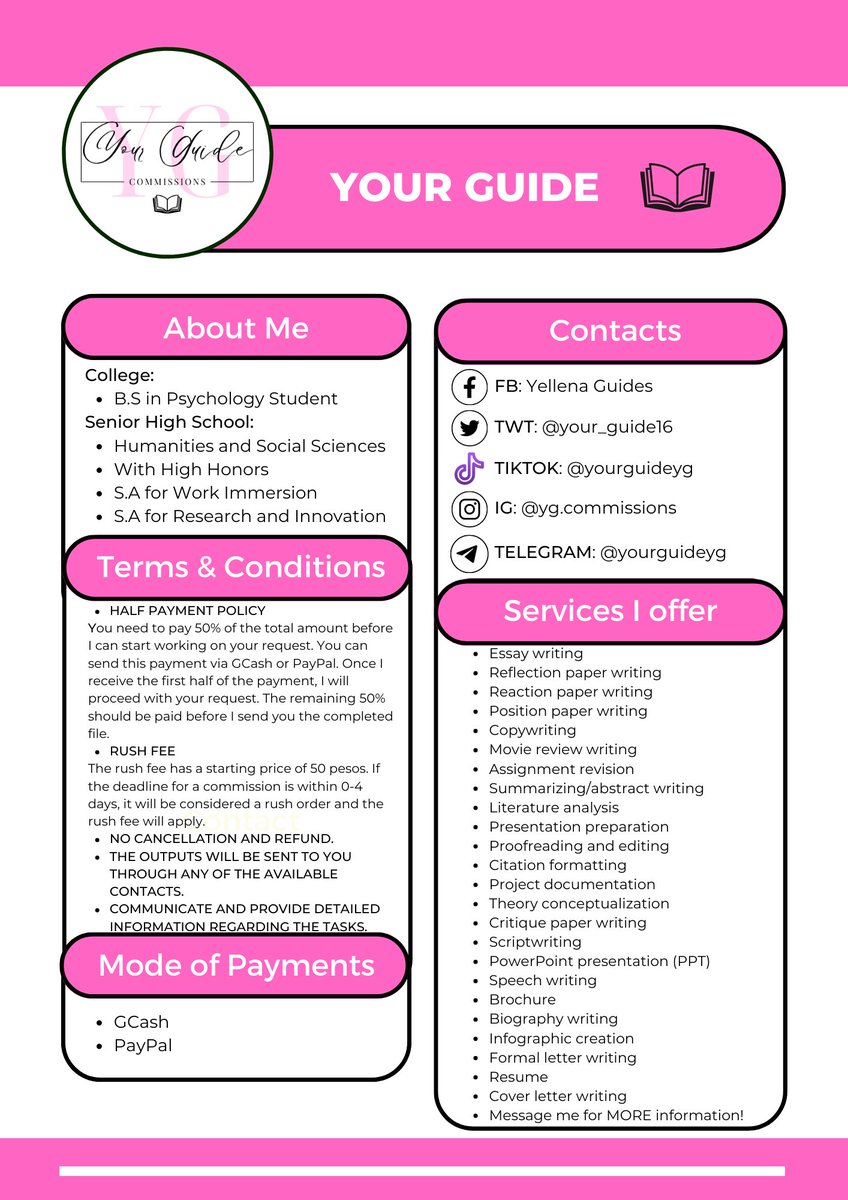 your_guide16's tweet photo. Check my website
[https://t.co/MsOFvumGJd]

✅ Academic Commissioner:
    * Quality services
    * Reasonable Budget-friendly rates
    * Custom-tailored solutions
    * Value Confidentiality

-Free Plagiarism check

#AcademicServices #Writingcommission #commissionsopen  #YGuide https://t.co/7mPm8oyVrS