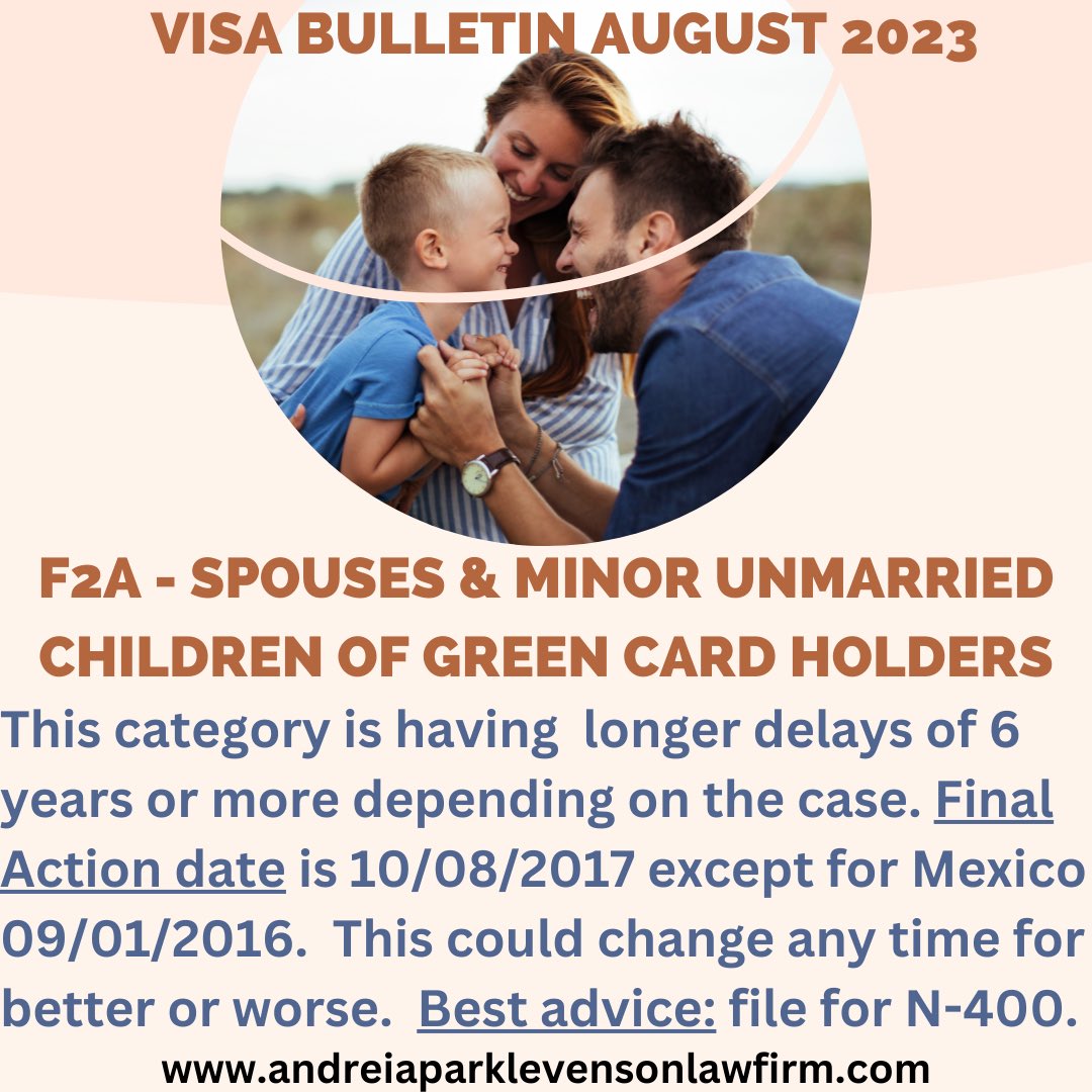 AndreiaPark's tweet image. Longer than usual delays for family based green cards. 

Esperas largas en la categoría F2A de las peticiones familiares de green card. #abogadadeinmigracion #changinglife #movingtous