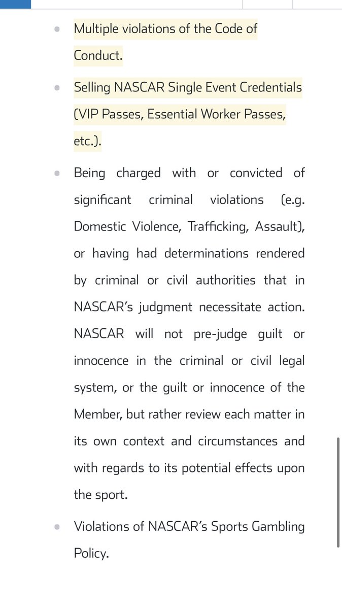 bobpockrass's tweet photo. Like any company, NASCAR can discipline for speech/actions. Here is the rule and the penalty guidelines: https://t.co/me6WK4wWxD