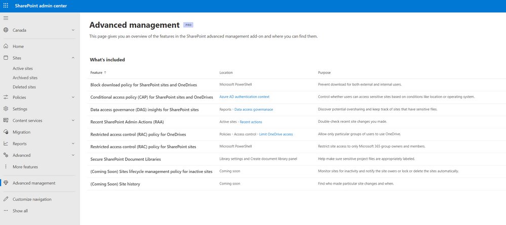 SharePoint Advanced Management (SAM) is a Syntex add-on service available as a per-user license, a new set of advanced security and content management capabilities. Find out more: msft.it/60119GRkL