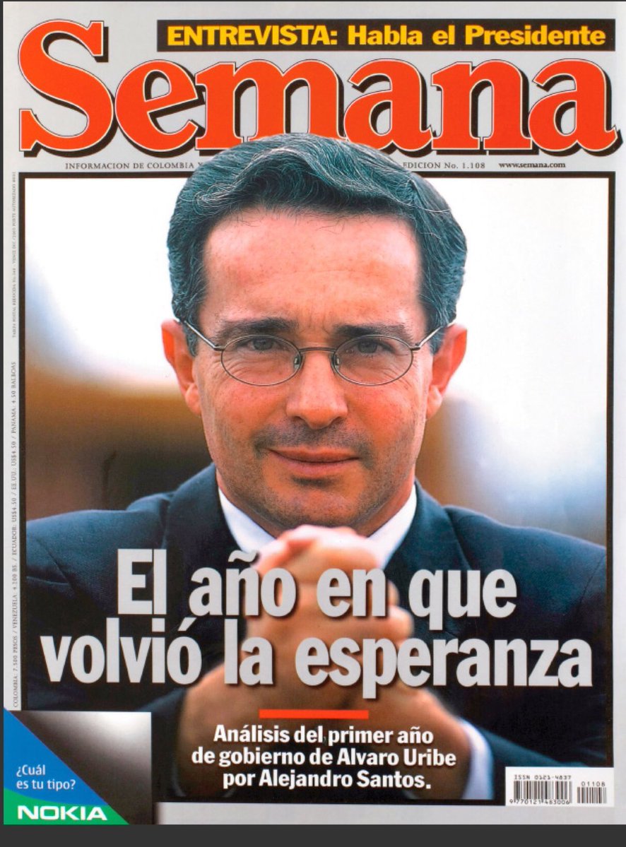 codiguillos's tweet photo. No soy uribista. 

Pero eso no me limita reconocer que Uribe fue buen presidente. 

Le devolvió la esperanza a un país que se creía perdido. 

Hace 20 años Colombia tenía esperanza, esa que se perdió de nuevo. https://t.co/qbyVpk6q42