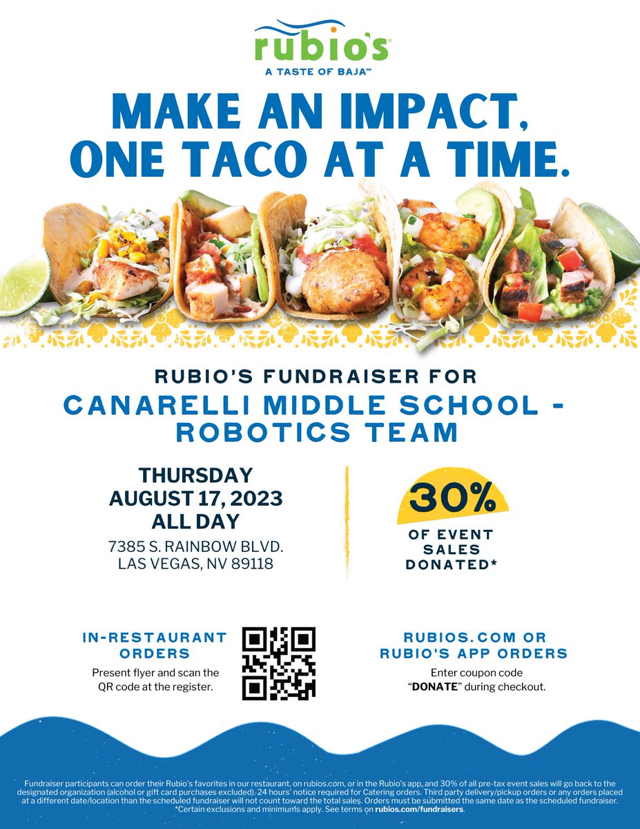 Canarelli MS (@canarellims) on Twitter photo Come out to Rubio’s on Thursday, August 17th and help support our robotics team! You can show this digital flyer or show the one that students will receive in their Advisory class! <a href="/cmsroboticsteam/">CMS Robotics Team</a> Come out to Rubio’s on Thursday, August 17th and help support our robotics team! You can show this digital flyer or show the one that students will receive in their Advisory class! <a href="/cmsroboticsteam/">CMS Robotics Team</a>