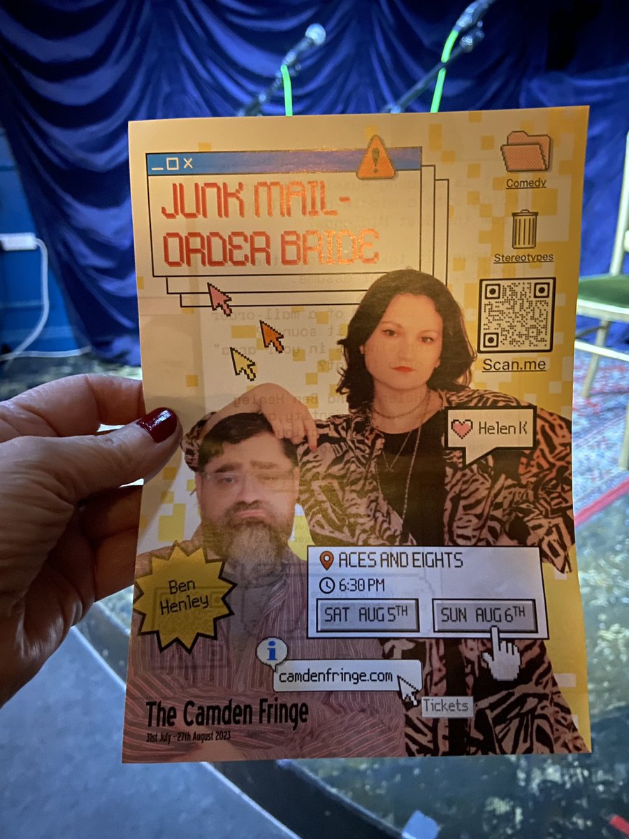 Audience opinion poll Stand Up Comedy #JunkMailOrderBride <a href="/Aces_Bar/">Aces and Eights Bar</a> <a href="/CamdenFringe/">Camden Fringe</a> It is hilarious! Sharp storytelling &amp; edgy. #BenHenley #HelenK ❤️d it! #GoSeeIt !