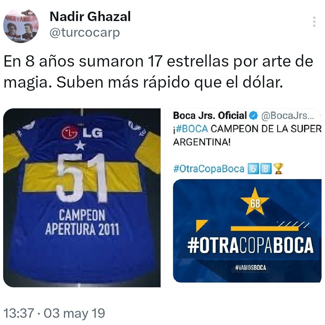 turcocarp's tweet photo. Alguna vez sumaron 17 títulos en 8 años de la nada, cuando sabían que River los superaba. Hoy cuentan socios del más allá, cuando saben que River los supera. Sufren un complejo de inferioridad permanente y eterno, como cuando vienen a hacer tiempo al Monumental. Exclub. Exclásico https://t.co/RjjVBLtvmp