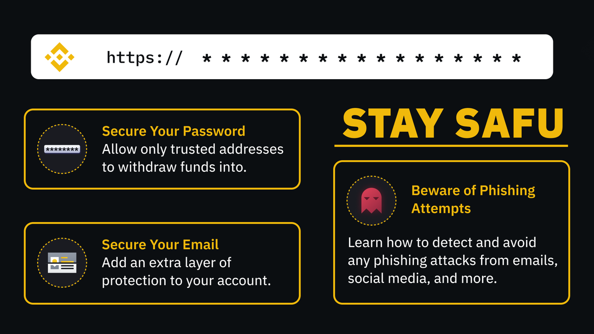 binance's tweet photo. Are you taking the necessary steps to stay SAFU?

Here are a few basic tips to help you keep your account safe. https://t.co/JeolfGjQvo