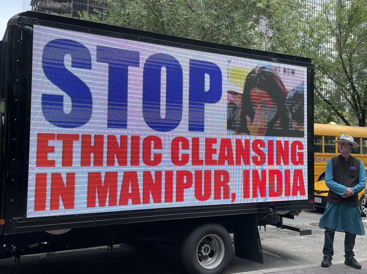FriedrichPieter's tweet photo. Standing up and speaking out for Manipur today outside the United Nations building in New York City. #ManipurBurning #ManipurHorror https://t.co/9I9sIHOPbg