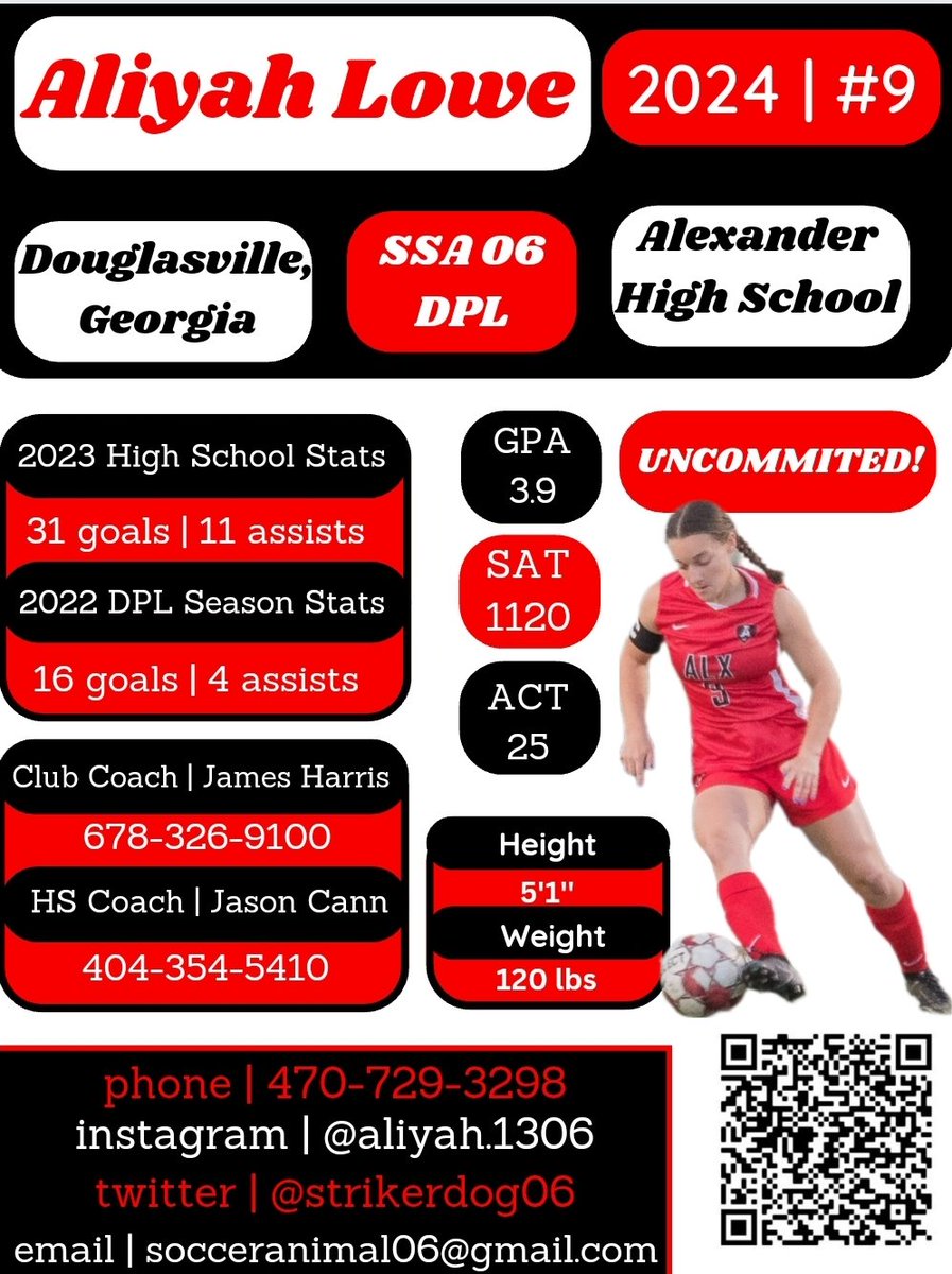 strikerdog06's tweet photo. @EliteSoccerPlay Aliyah Lowe
2024
Forward
Georgia
HUDL profile and video https://t.co/1tzJKx4H9P
Profile Page https://t.co/GBtprq2tDZ https://t.co/2emK9EiKSx