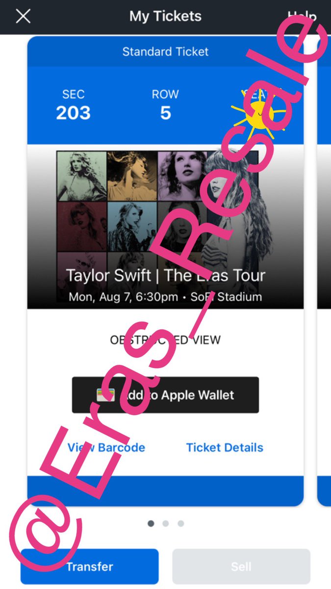 Eras_Resale's tweet photo. 🎟️💲 SELLING 💲🎟️
• 1 Obstructed View ticket for LA N4 8/7
• Price is $74 which INCLUDES PP G&amp;S fees

To Enter:
1. Make sure you’re following me OR your DMs are open
2. Retweet this tweet
3. Reply your favorite Taylor meme!

Buyer will be selected at 9pm EST tonight! (8/5) https://t.co/7swW7s47mp