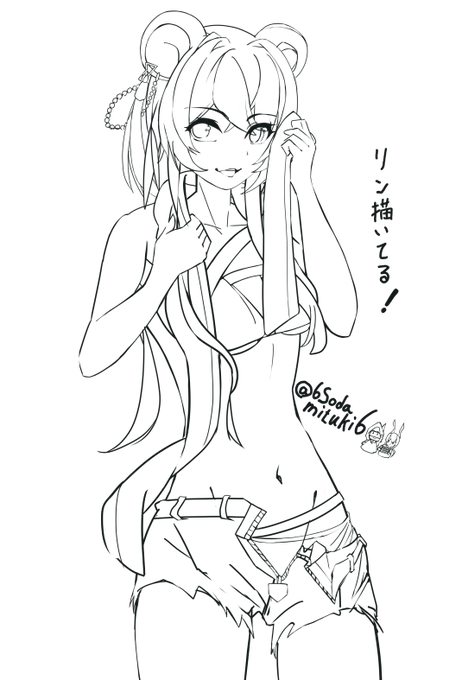 #アークナイツ📷 #Arknights 次はリン描いてます。 夏のイベントぽいの描いてみようかな。 背景は海かプール用のシャワー浴びの設備付近とか妄想中…。(シャボン玉とかかわいいかもしれない…。🤔)