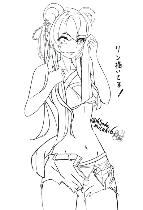 #アークナイツ📷 #Arknights 次はリン描いてます。 夏のイベントぽいの描いてみようかな。 背景は海かプール用のシャワー浴びの設備付近とか妄想中…。(シャボン玉とかかわいいかもしれない…。🤔)