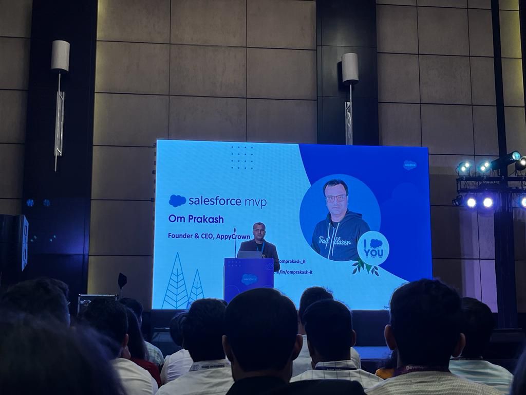 AppyCrown's tweet photo. ๐ Exciting news from #SalesforceDeveloperDays! Our CEO @omprakash_it delivered 20 game-changing best practices for Salesforce development in just 20 minutes! ๐๐ผ Let's elevate your projects to new heights with these cutting-edge insights! #Salesforce #CRM #TechLeadership https://t.co/ObZeAAnB9p