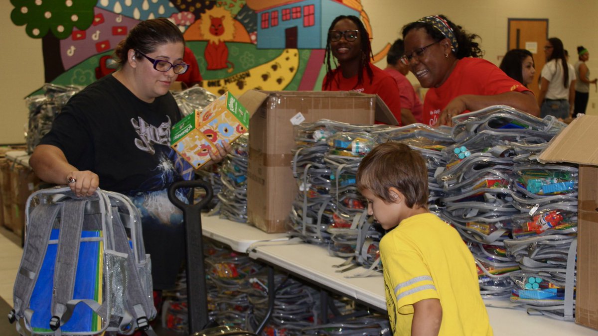 CastleberryISD's tweet photo. This year’s B2S Bash provided 1,200 #castleberryisd students with a clear backpack, supplies ✏️✂️, clothes, a haircut, and a vision screening to ensure students are ready for the first day of school. Thank you to community volunteers and partners for making the event a success. https://t.co/iOBya12F9F