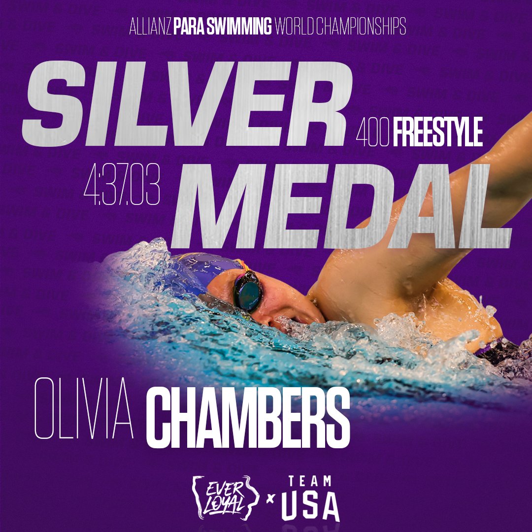 𝙈𝙊𝙑𝙄𝙉' 𝙊𝙉 𝙐𝙋! ⬆️ 🥈 

Olivia Chambers takes silver in the S13 400m free final for her fifth medal of this year's World Championships!

#EverLoyal #Manchester2023 #ParaSwimming #ParaSport #ThePlaceForGreatness