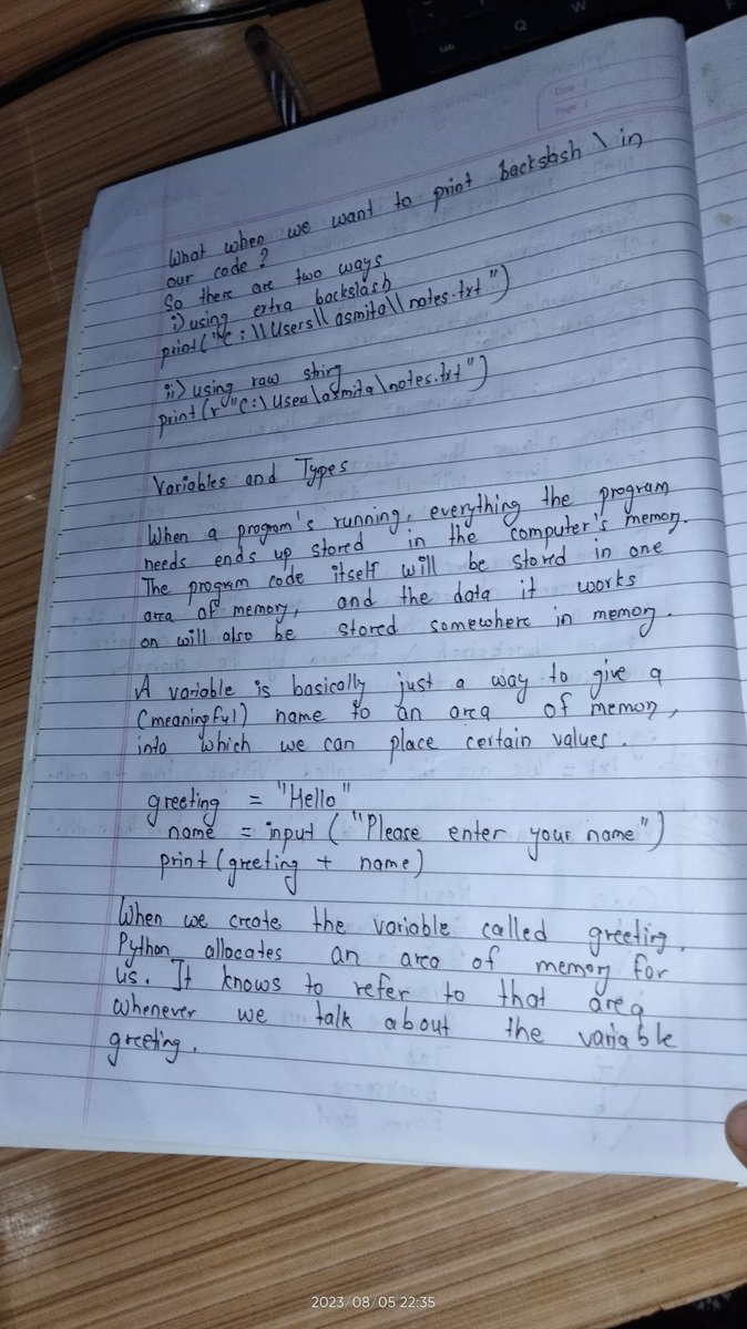 asmitaojha25's tweet photo. Today I learnt about variables, data types of python.
#21daysOfPython
#PyD5
#Learning_growing https://t.co/CwtQwtOopZ
