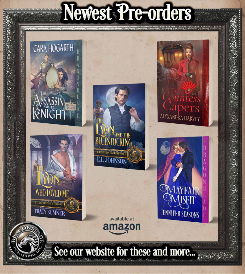ELJohnson888's tweet photo. The Summer of Pre-Orders continues with these 5 fabulous new historical romances - just $0.99 each when you buy them now!

The Lyon and the Bluestocking by ELJohnson https://t.co/Wf9shsR8gQ

And find all the pre-orders on the @dragonbladepub  website:
https://t.co/RI0VeY3p12 https://t.co/NEq4Tkq5F4