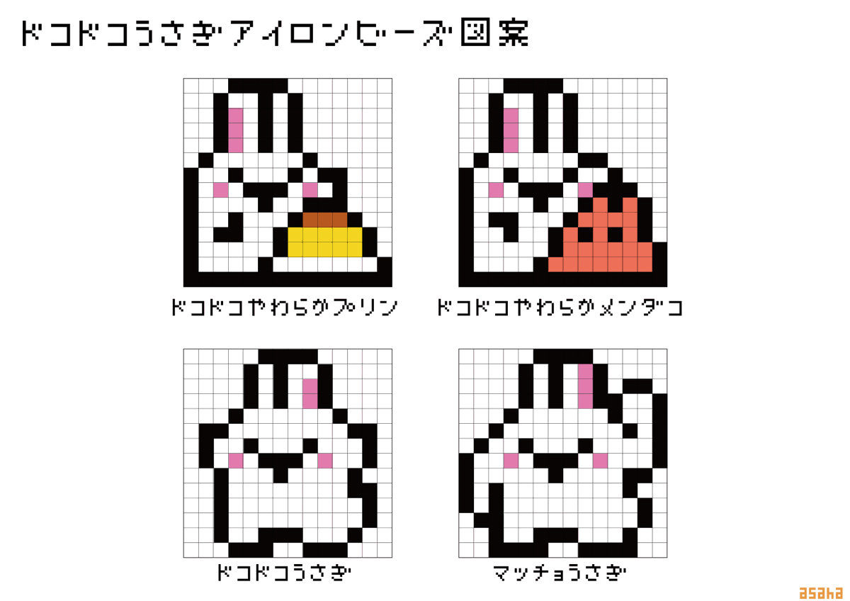 ｱｲﾛーﾝー!! (ドコドコ翻訳機) ドコドコうさぎのアイロンビーズ図案です