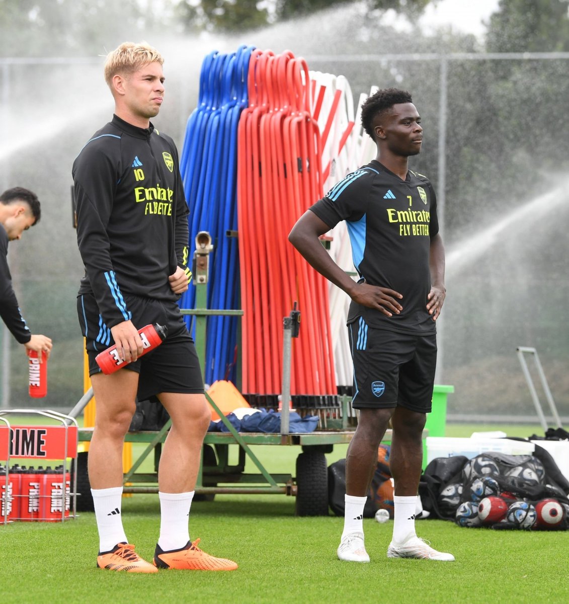 selormafc's tweet photo. Bukayo Saka and Smith Rowe in training today ❤️ https://t.co/Ebx4xHL5dL