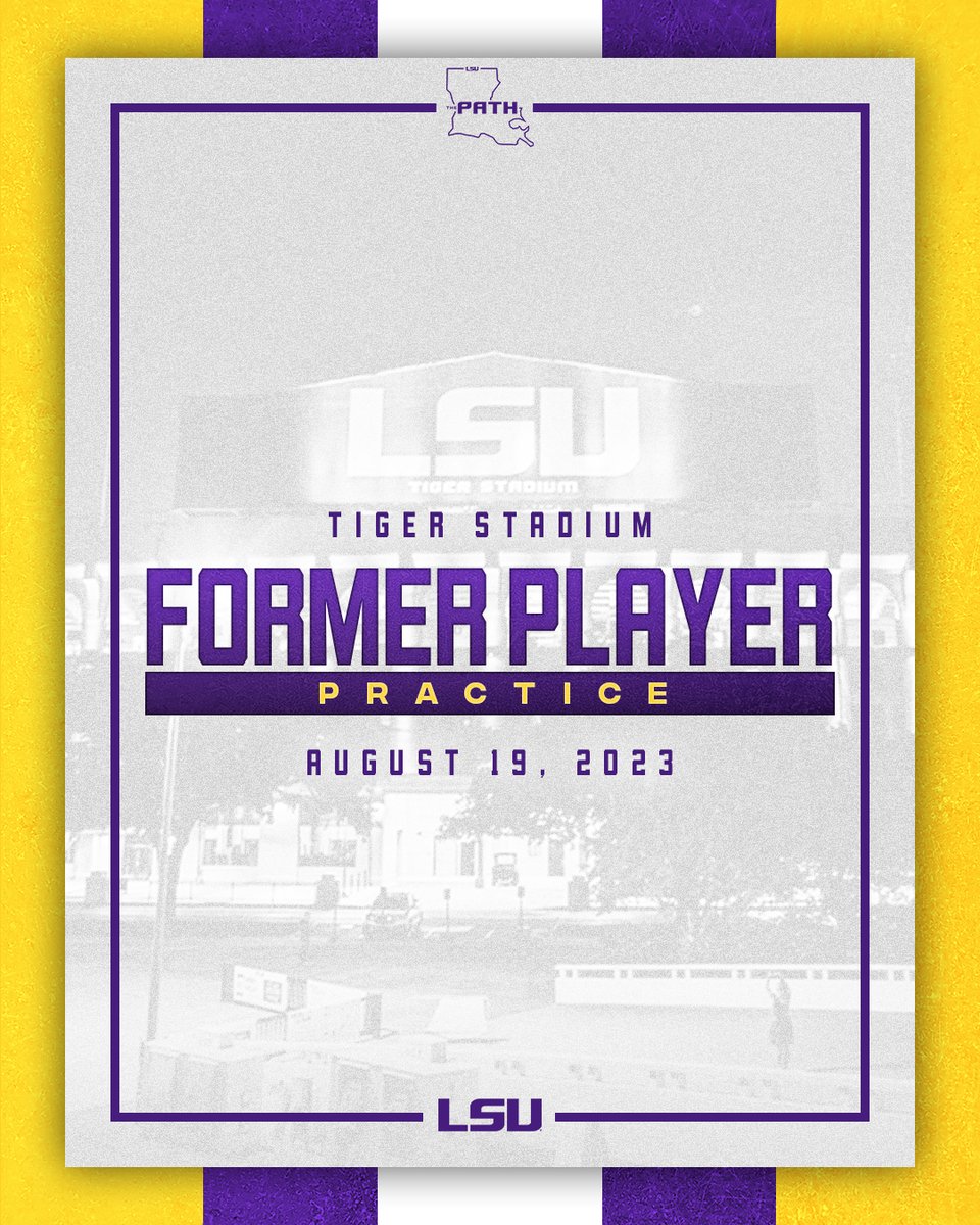 Coach Kelly invites all former players to practice on August 19 inside Tiger Stadium. RSVP: lsul.su/3s3ih6s