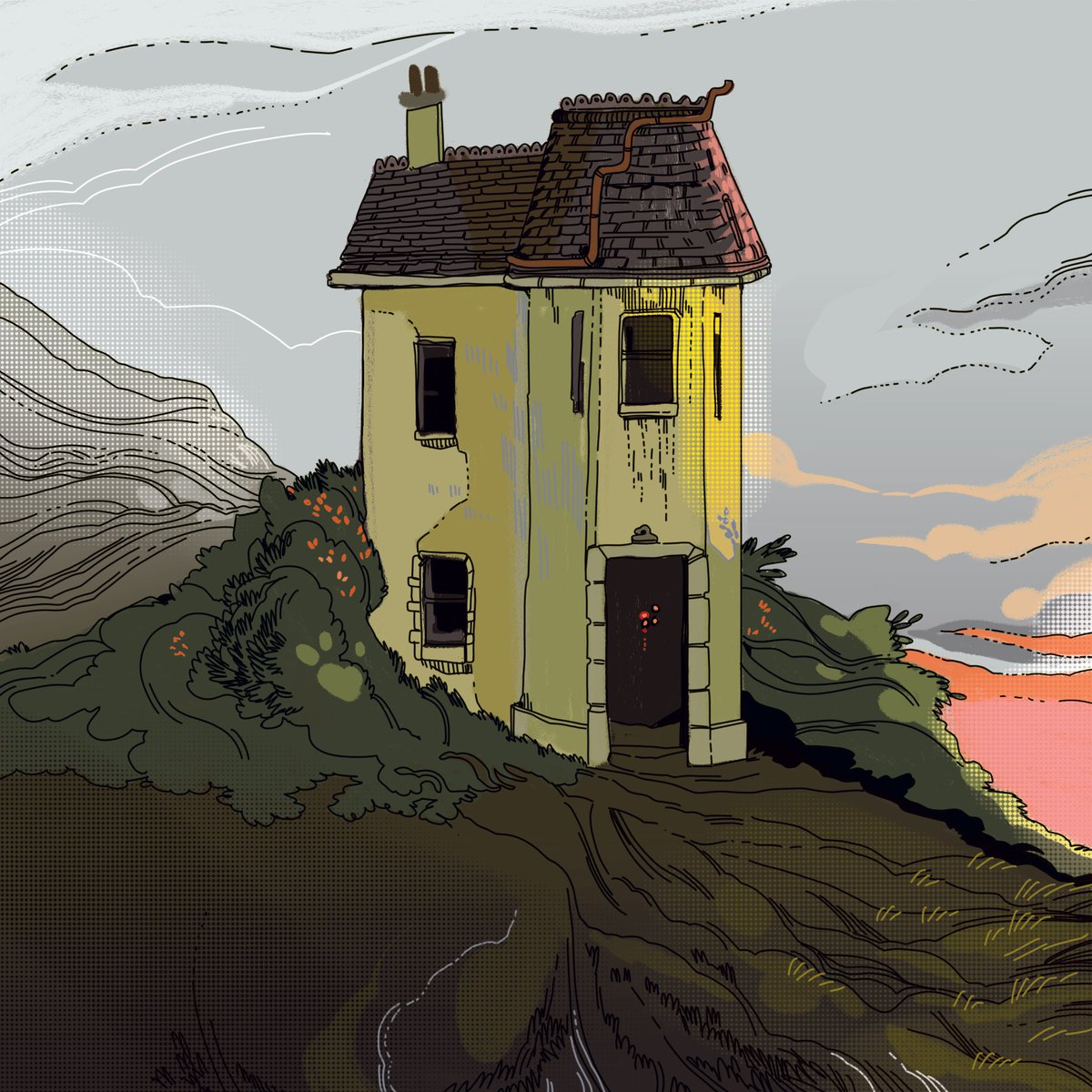 「be wary of the old houses in the foothil」|beth fuller✨のイラスト