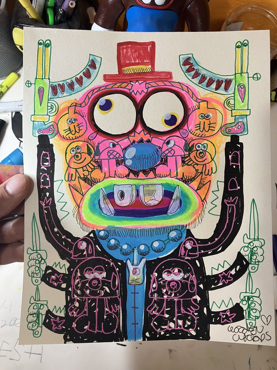 WoodenCyclops's tweet photo. GM Love blasting y’all this morno #draweveryday #ilovetodraw #artist #characterart #wtfdididrawlastnight #neoexpressionist #surreal #abstractart #nftart #emergingartist #wesleyjamesart #nftart https://t.co/mF2Ky8z2ux