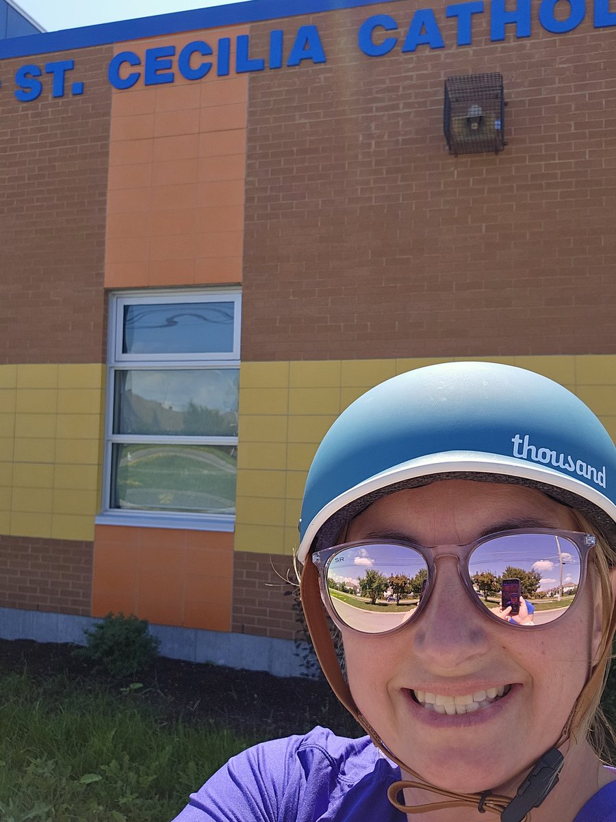 First bike ride to school was a success! See you in a month @StJuanDiegoOCSB friends! #ocsbBeWell