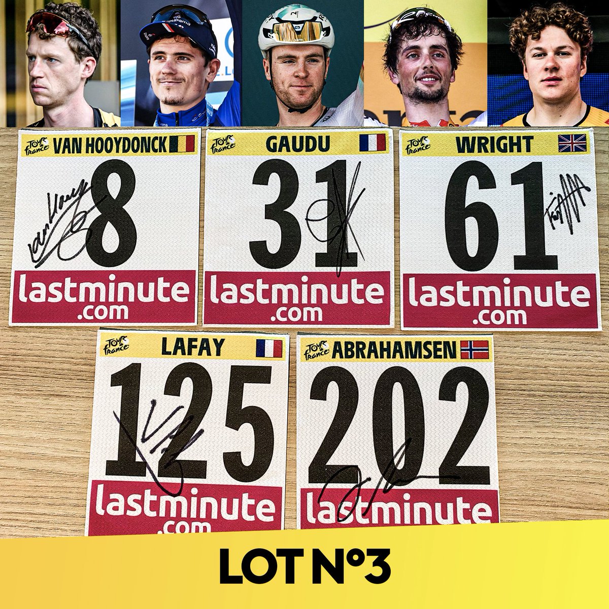 ⭐ LOT N°3 :

🇧🇪 Nathan VAN HOOYDONCK
🇫🇷 David GAUDU
🇬🇧 Fred WRIGHT
🇫🇷 Victor LAFAY
🇳🇴 Jonas ABRAHAMSEN

➡ Pour tenter de le remporter, RT ce tweet + follow <a href="/francetvsport/">francetvsport</a>